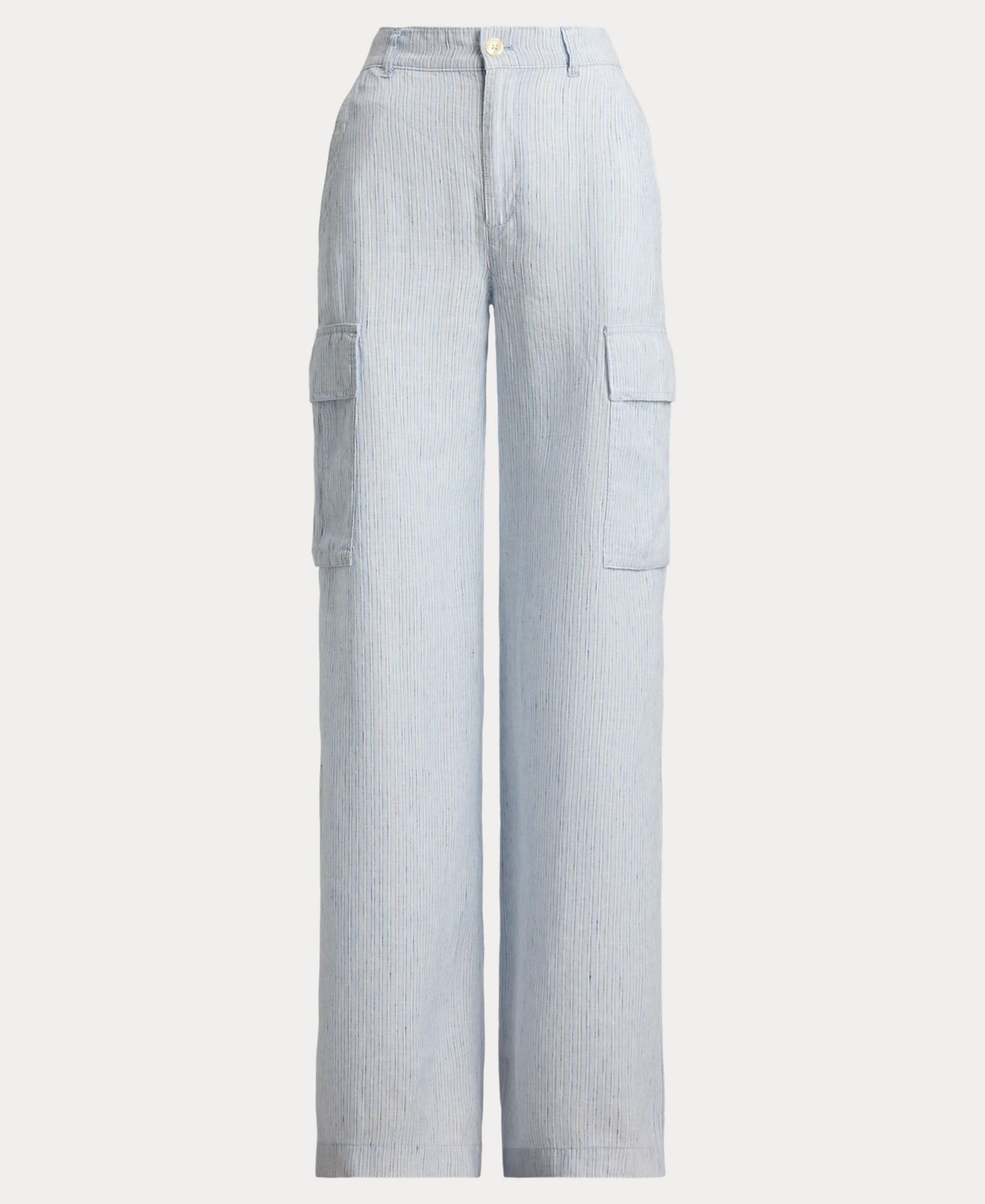 Женские брюки Lauren Ralph Lauren High-Rise Pinstripe Wide-Leg Cargo, цвет: Синий разноцветный — фото 8