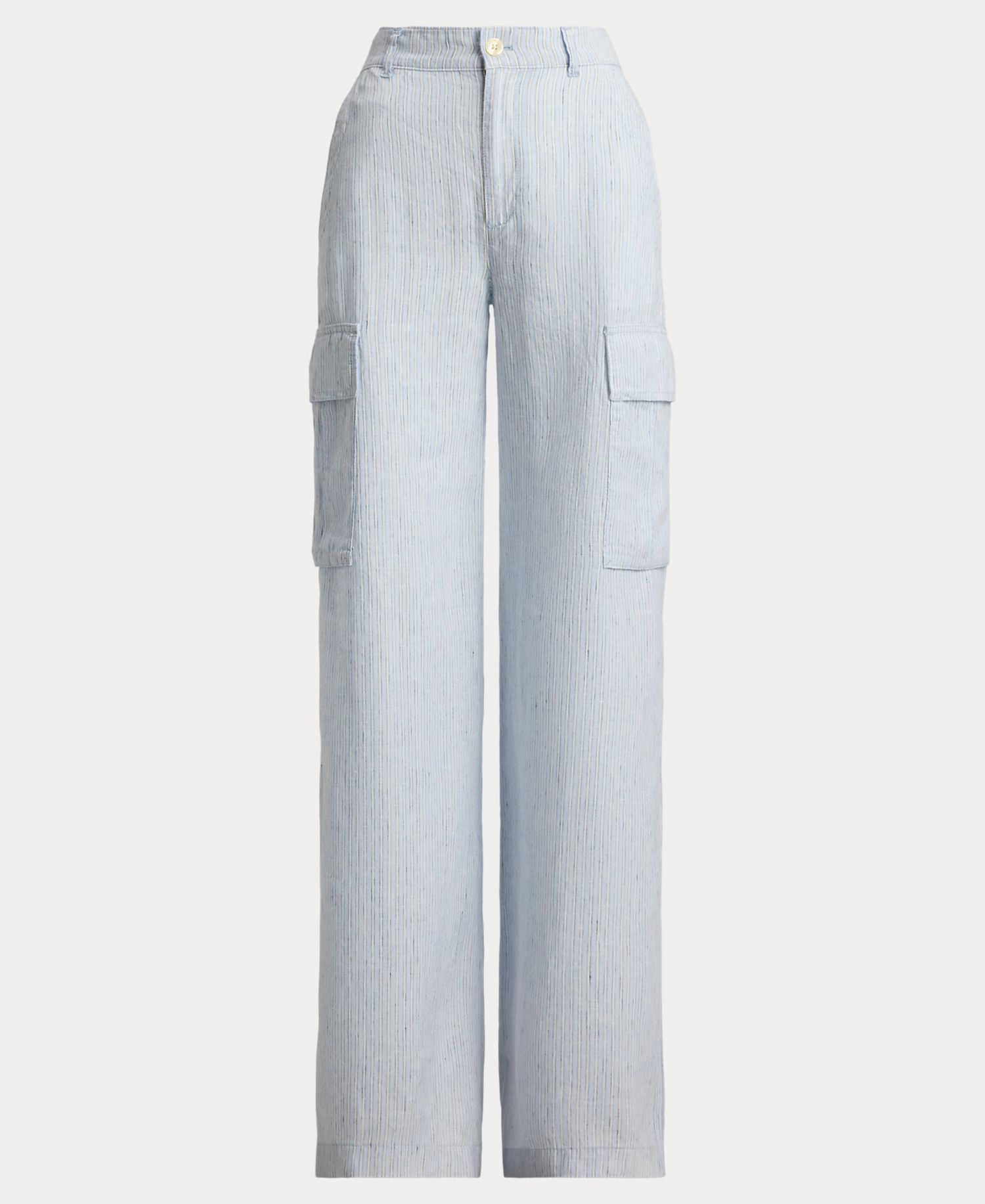 Women's High-Rise Pinstripe Wide-Leg Cargo Pants
