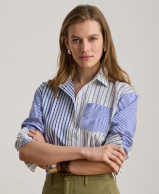 Women's Spread Collar Striped Broadcloth Shirt
