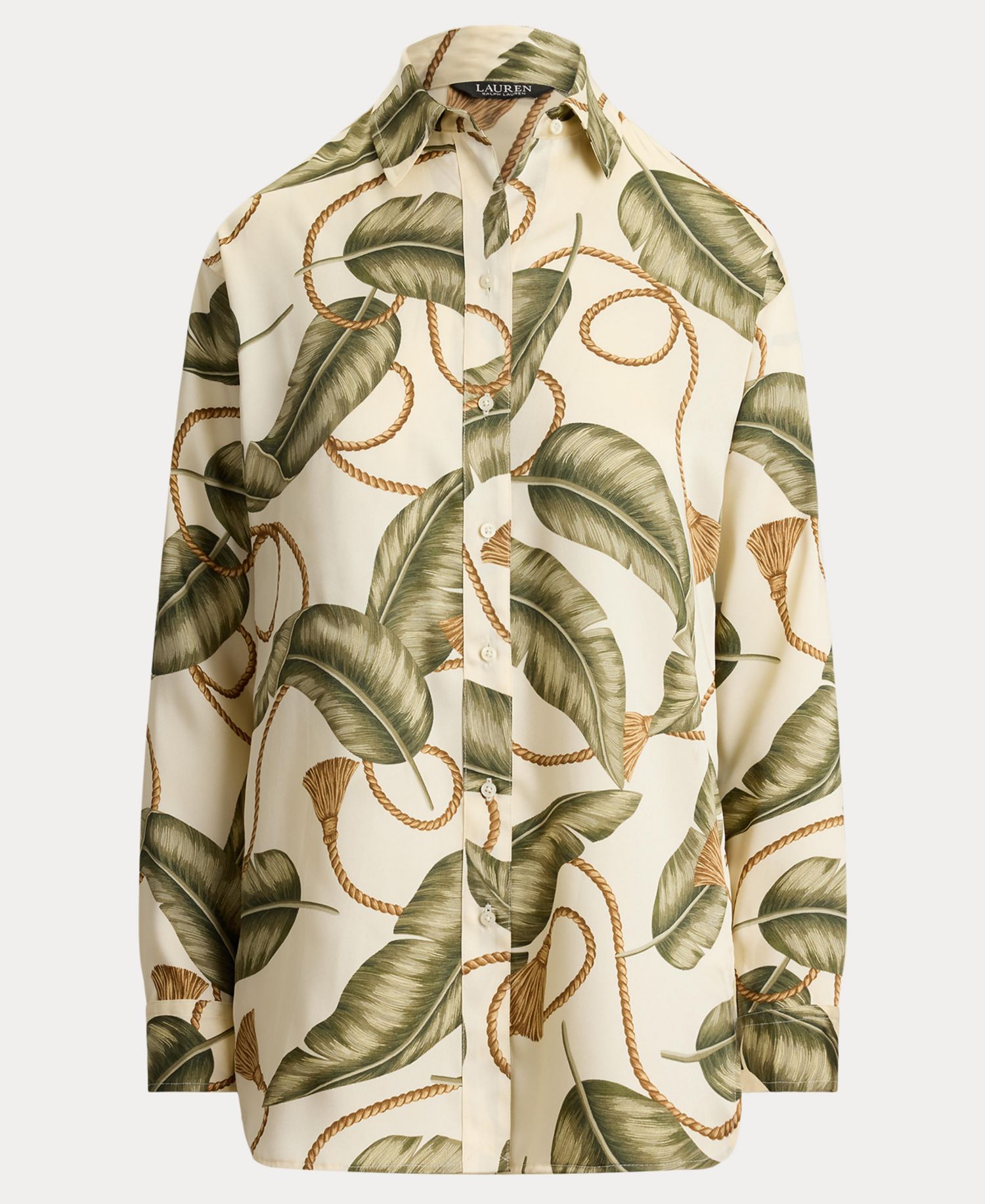 Women's Point Collar Rope-Print Twill Shirt