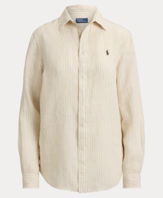 Women's Classic Fit Striped Linen Shirt