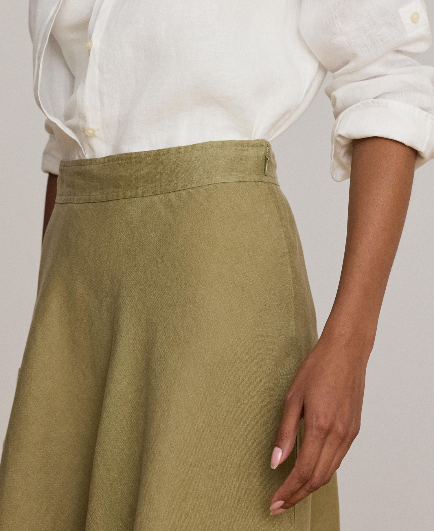 Women's Linen A-Line Midi Skirt