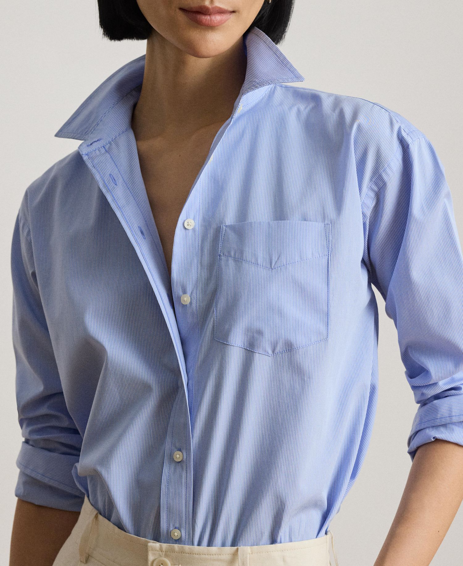 Women's Point Collar Striped Broadcloth Shirt