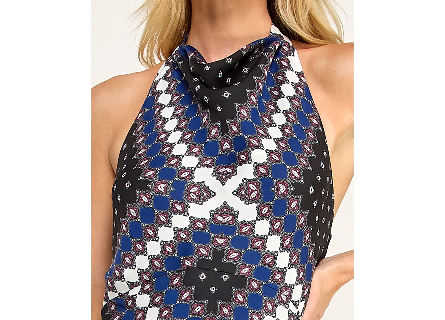 Juniors' Printed Halter Neck Maxi Dress