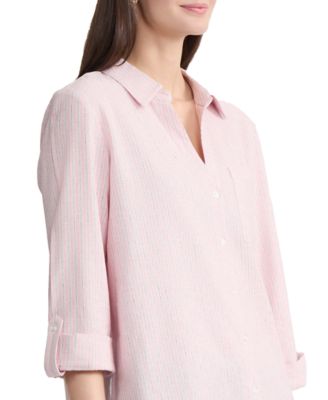 Women's Collared Button-Front Long-Sleeve Shirt