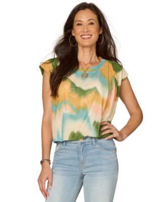 Women's Crewneck Printed Cotton Top