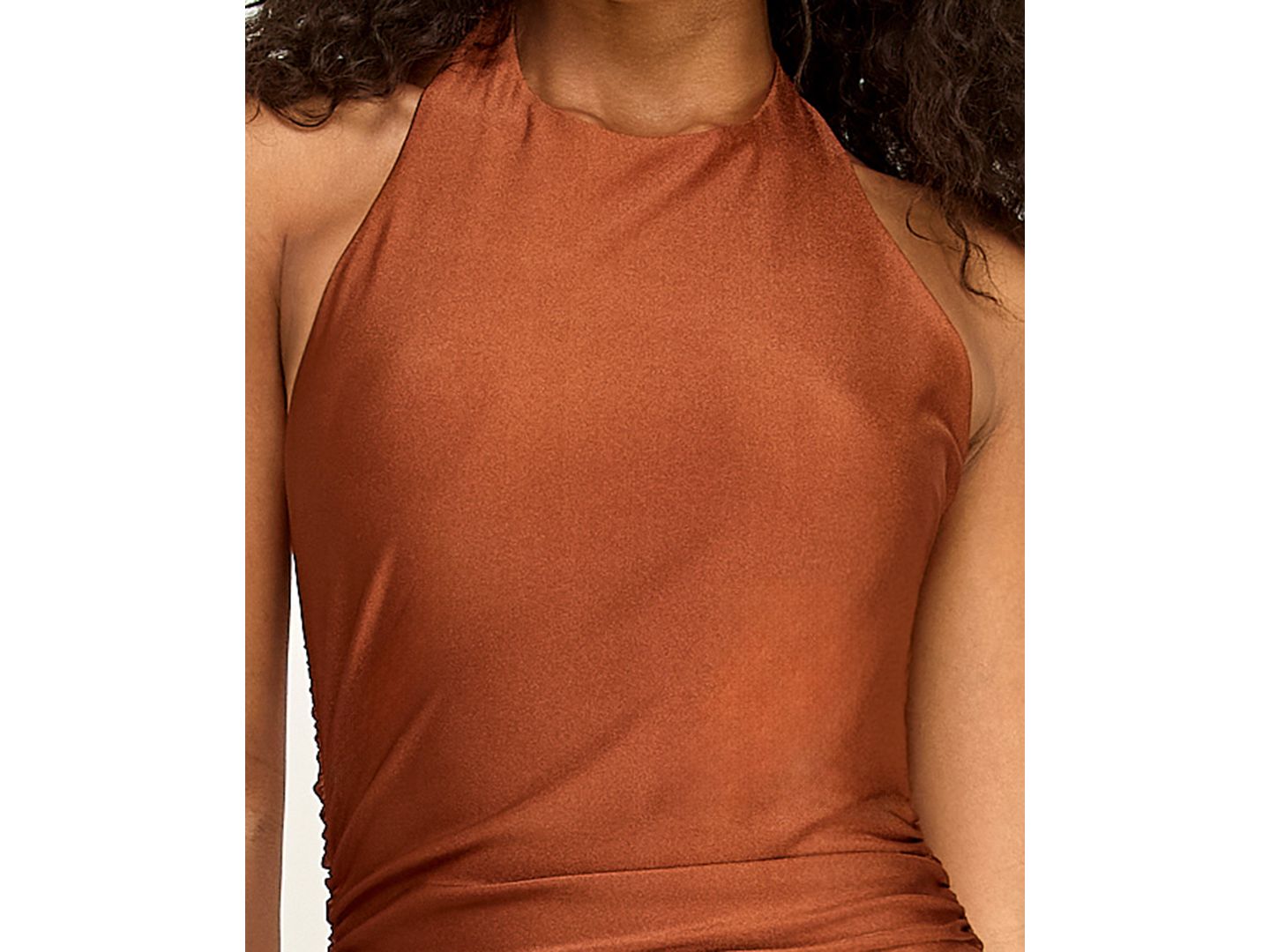 Женское платье SENI & CADE Junior's Halter Neck Draped Mini, цвет: Коричневый — фото 4