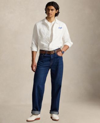 Men's Embroidered Herringbone Overshirt