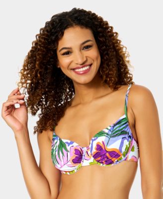 Women's Shirred V-Neck Underwire Swim Top
