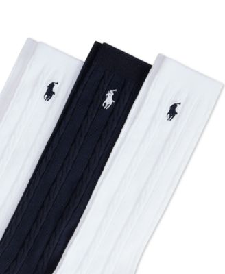 Little Girls Knee High Cable Knit Socks, 3-Pack