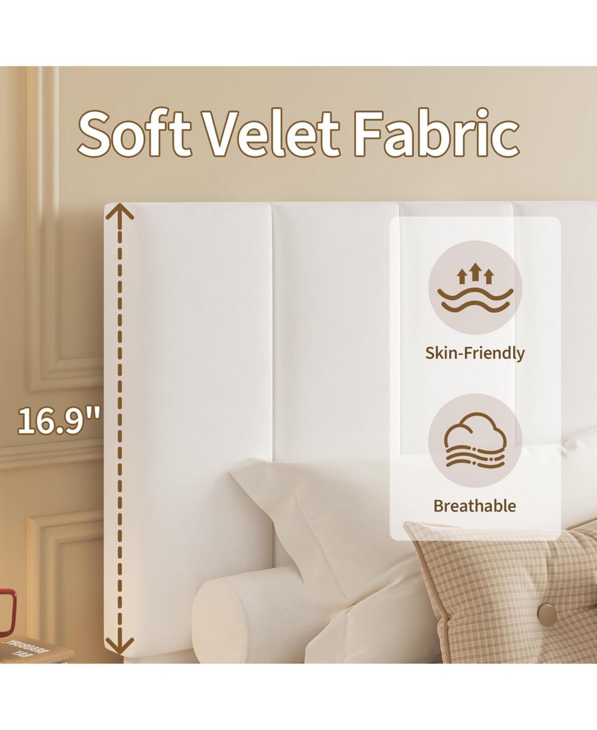 gaomon Bed Frame, Upholstered Platform with Adjustable Vertical Channel Tufted Headboard