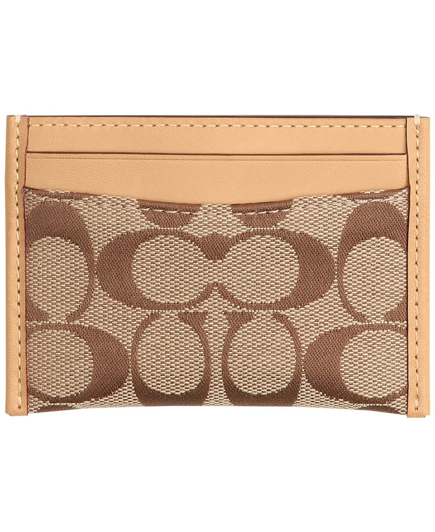 Футляр для карт Coach Essential из жаккарда с фирменным узором, цвет: Латунный / Хаки персиковый — фото 1