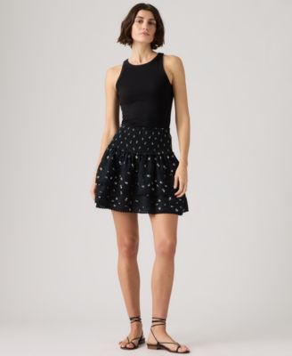 Levis Womens Mid Rise Smocked Cotton Mini Skirt - Angela Daisy V3 Anthracite 70$