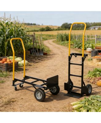 Hand Truck Dual Purpose  Push Cart with Swivel Wheels 330 Lbs Capacity Heavy Duty Platform Cart for Moving/Warehouse/Garden/Grocery