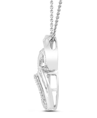 Diamond Double Heart Adjustable Pendant Necklace (1/4 ct. t.w.) in Sterling Silver
