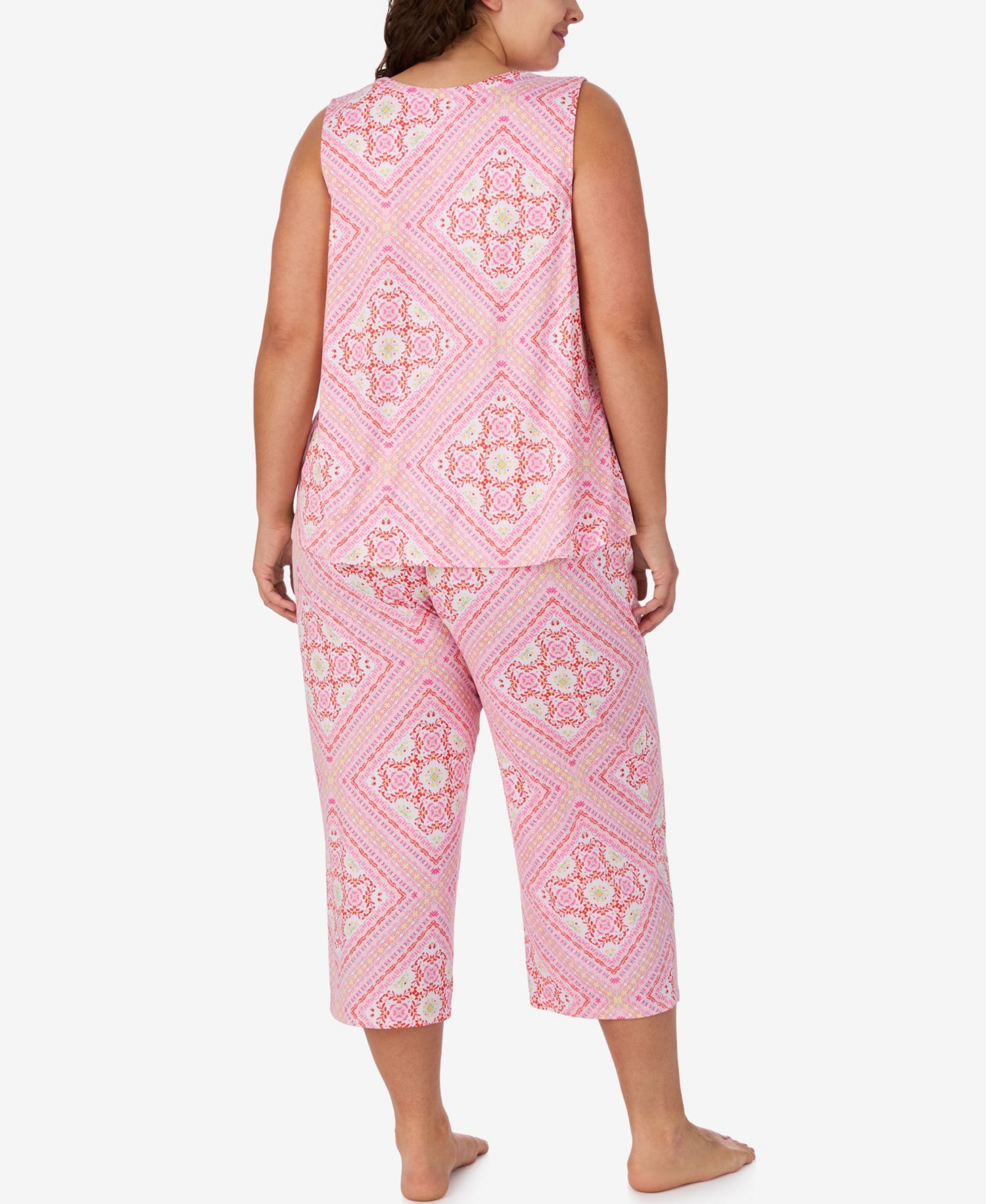 Plus Size Sleeveless Top & Cropped Pajama Pants, 2-Piece Set