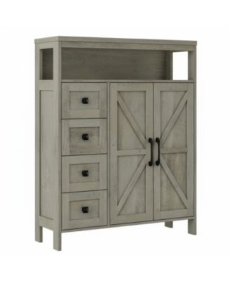 Farmhouse Storage Cabinet 2 Doors Shelves Rustic Buffet Sideboard for Kitchen Living Room Bathroom