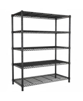 YIGII - 1200LBS Heavy Duty 5 Tier Metal Shelving Adjustable Garage Storage Shelves Chrome Black
