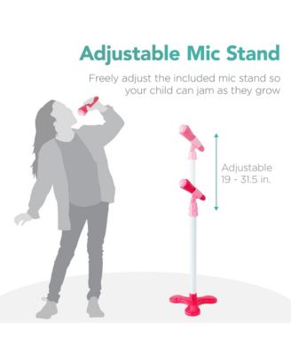 19in Kids Flash Guitar, Pretend Play Musical Instrument Toy for Toddlers w/ Mic, Stand