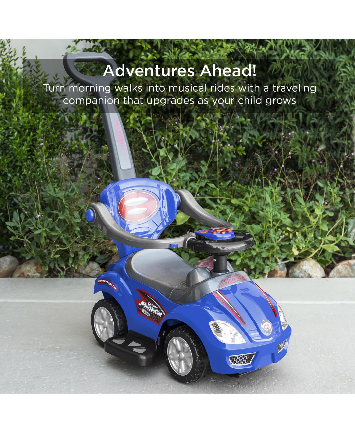 Детская игрушка Best Choice Products 3-in-1 Kids Push and Pedal Toddler Ride On Wagon Play Toy Stroller w/ Sounds, Handle, Horn, цвет: Синий — фото 6