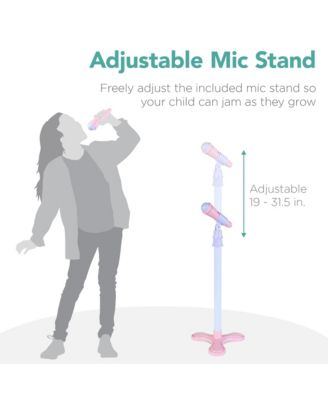 19in Kids Flash Guitar, Pretend Play Musical Instrument Toy for Toddlers w/ Mic, Stand