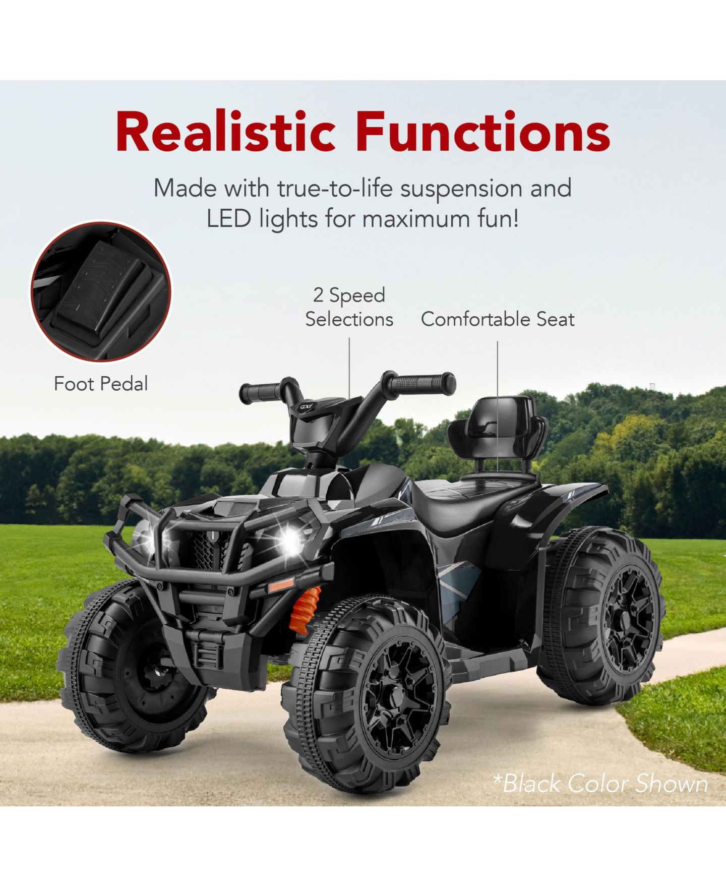 Детская игрушка Best Choice Products 12V Kids Ride-On ATV Quad with Bluetooth, 55 lbs. Capacity, Ages 3+, цвет: Зелёный — фото 4