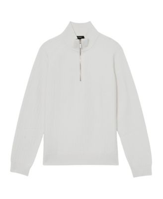 Men's Textured-Knit Half-Zip Wool Sweater