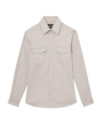 Men's Cotton-Twill Twin-Pocket Stretch Overshirt