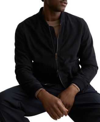 Men's Suede Zip-Through Bomber Jacket