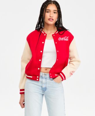 Juniors' Coca-Cola Fleece Bomber Jacket