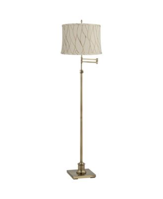 Westbury Traditional 70" Tall Standing Floor Lamp Skinny Adjustable Swing Arm Antique Brass Finish Drum Kinmen