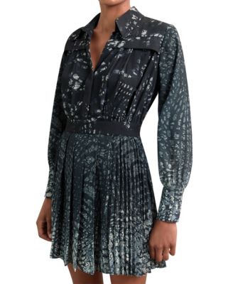 Women's Printed Pleated Shirt Dress