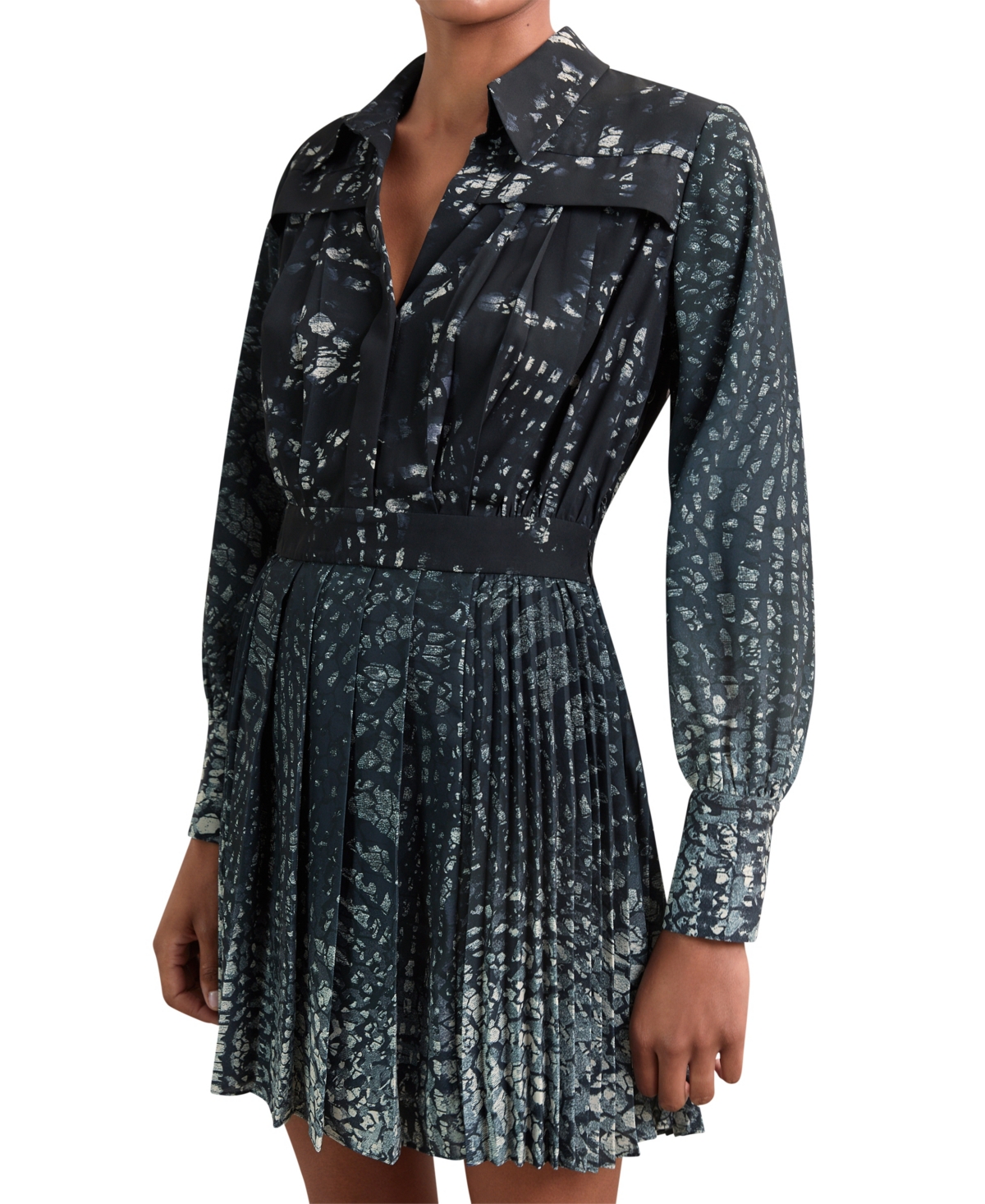 Reiss Women's Printed Pleated Shirt Dress