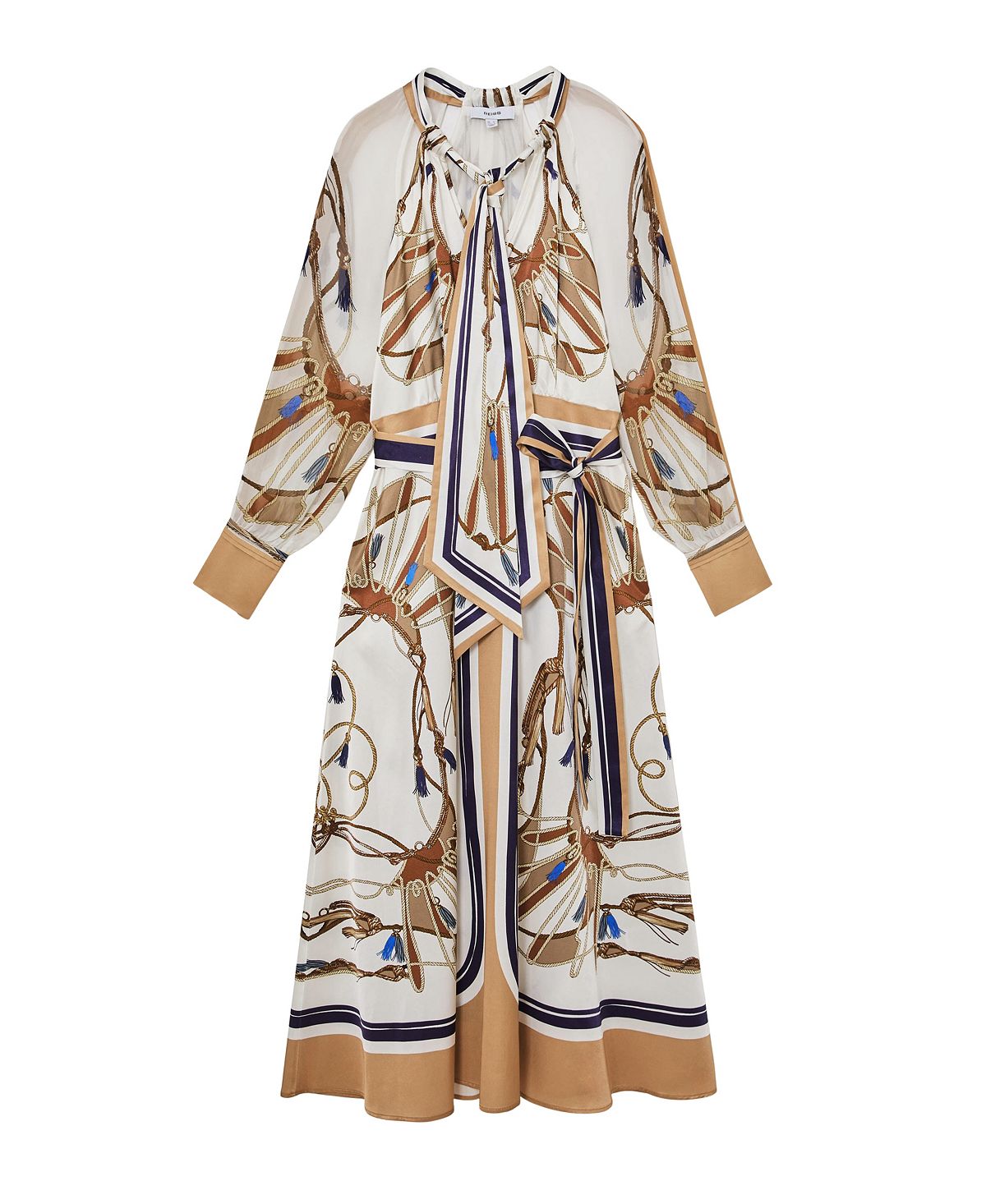 REISS Women's Ellie Foulard-Print Tie-Neck Midi Dress view 4 — MAYCSS fashion products