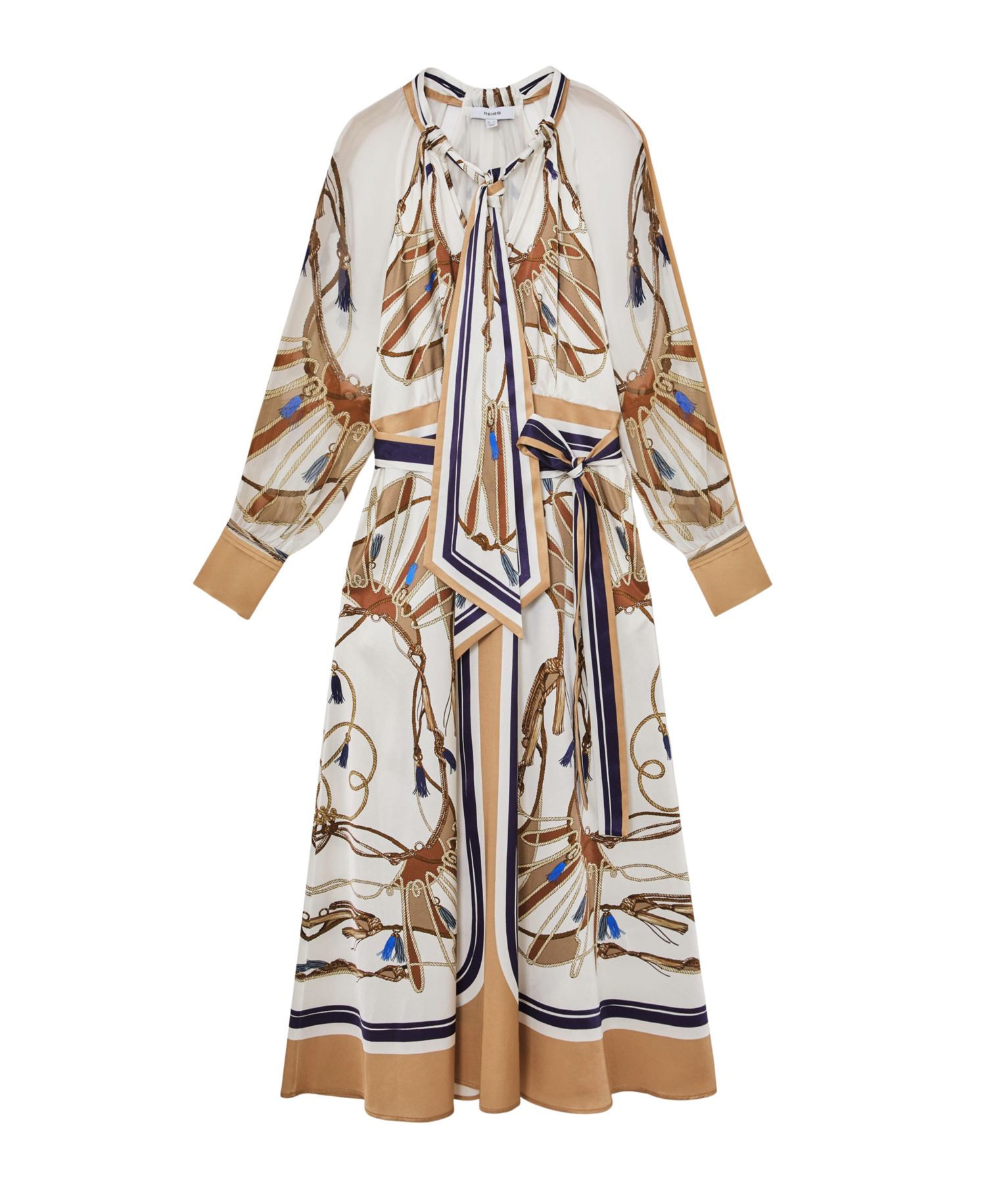 Women's Ellie Foulard-Print Tie-Neck Midi Dress