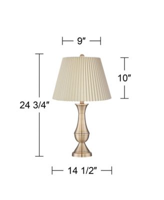 Becky Traditional Table Lamps 24 3/4" High Set of 2 Antique Brass Metal Linen Pleat Shade for Bedroom Living Room Bedside Office