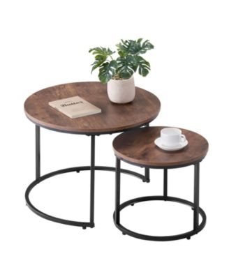 Round Nesting Coffee Table Set of 2 for Small Spaces