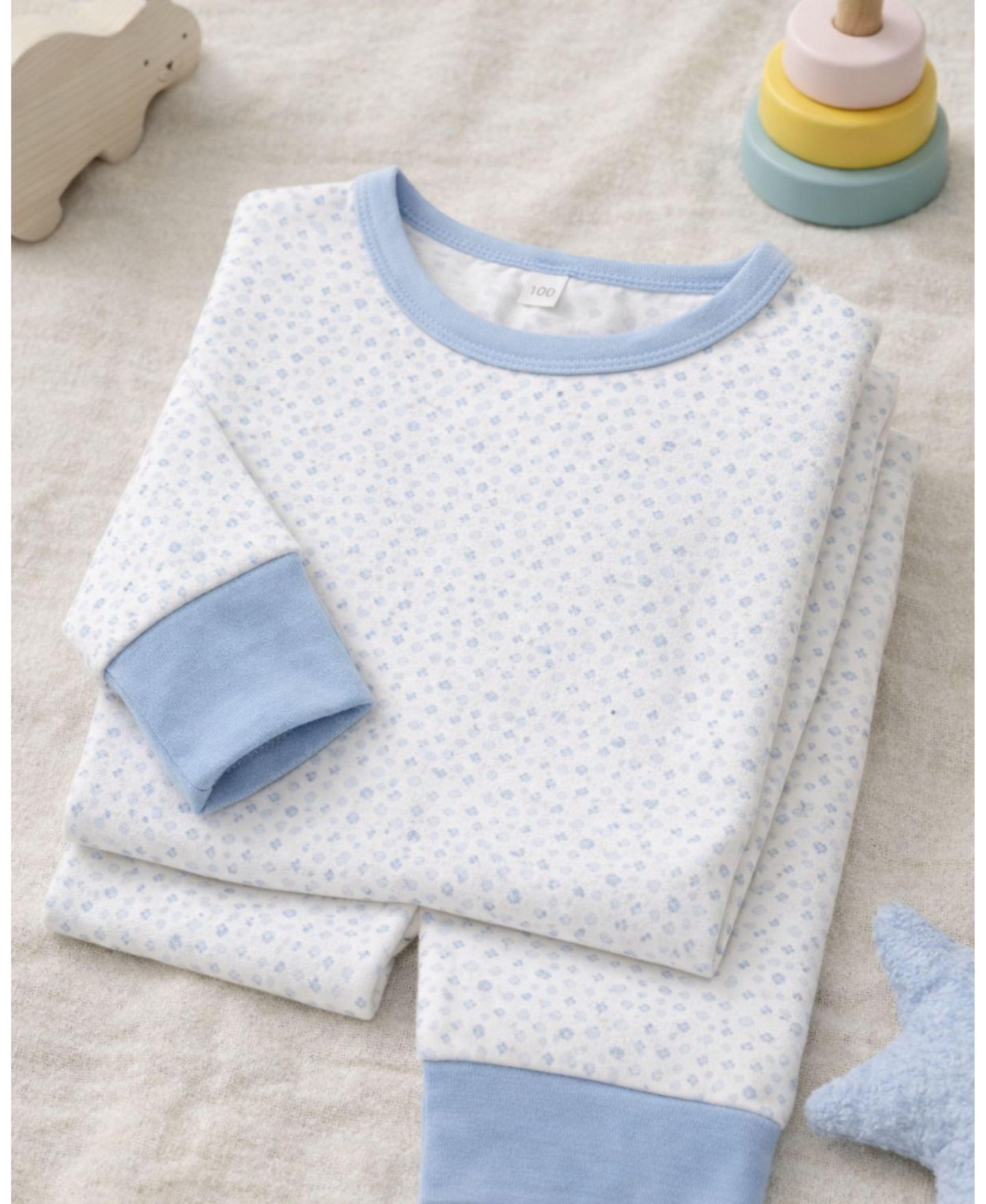 MeMoi Toddler Girls 2 Piece "Abstract Spots" Rayon-Blend Lounge Set, цвет: Синий разноцветный — фото 2