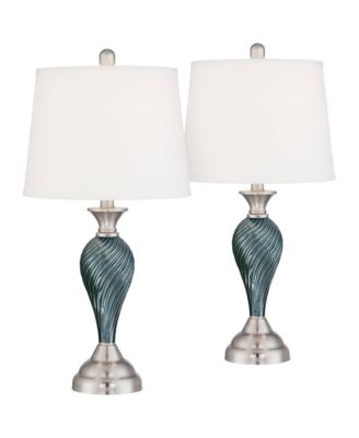 Arden Coastal Table Lamps 25" High Set of 2 Glass Twist with Table Top Dimmers Empire Shade for Bedroom Living Room Bedside
