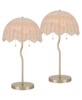 Brella 24 1/4"H Rattan 2-Light Lamp Set with Dimmer