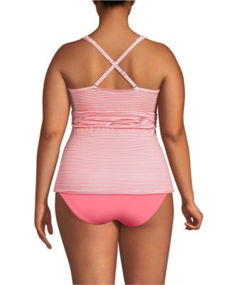 Plus Size V-Neck Plunge X Back Tankini Top