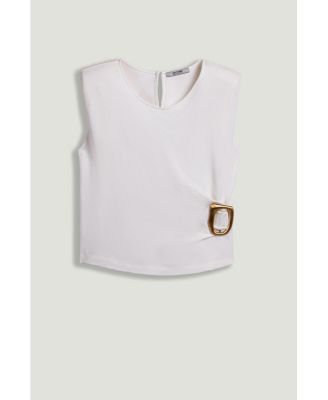 Women's Sleeveless Buckle-Detail Blouse