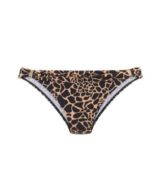 Women's Giraffe Print Fold Over Bikini Swimsuit Bottom