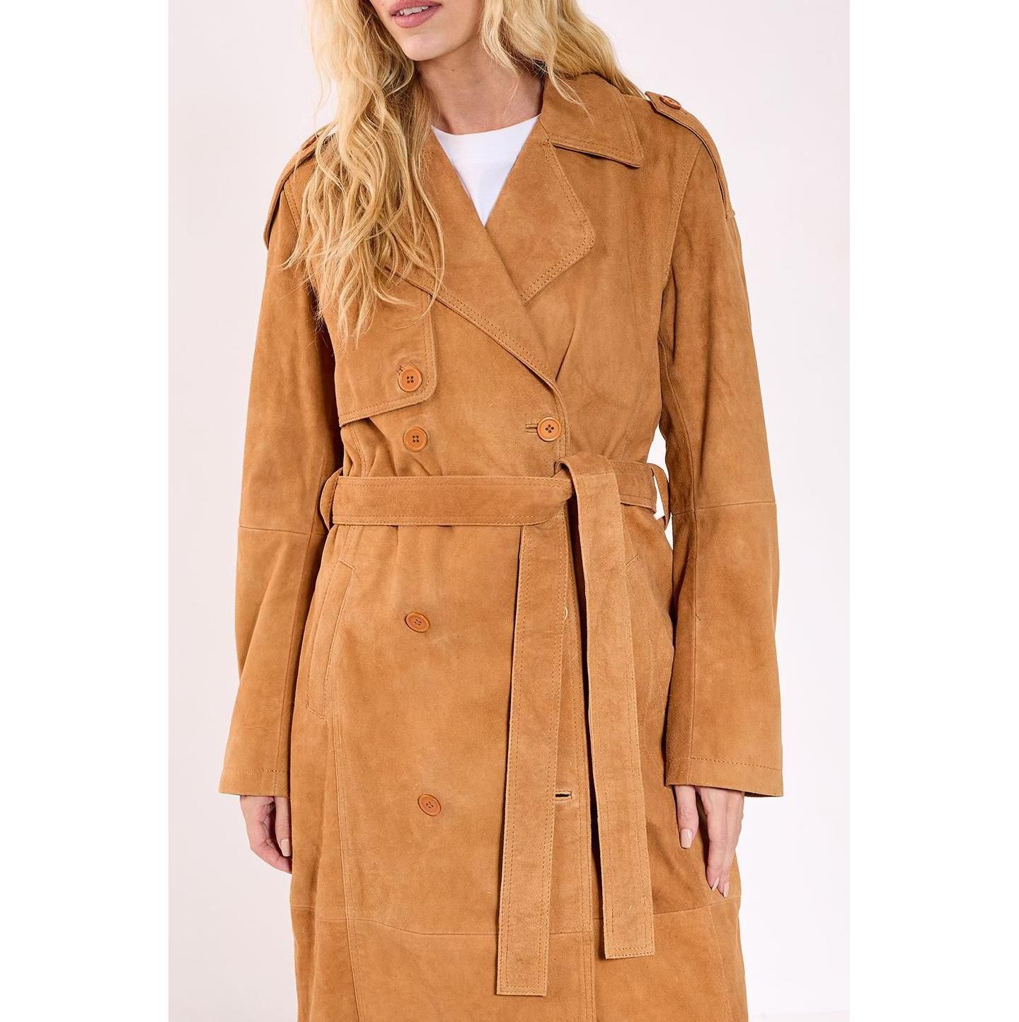 Женское пальто Nasty Gal Real Suede Trench, цвет: Рыжевато-коричневый — фото 5