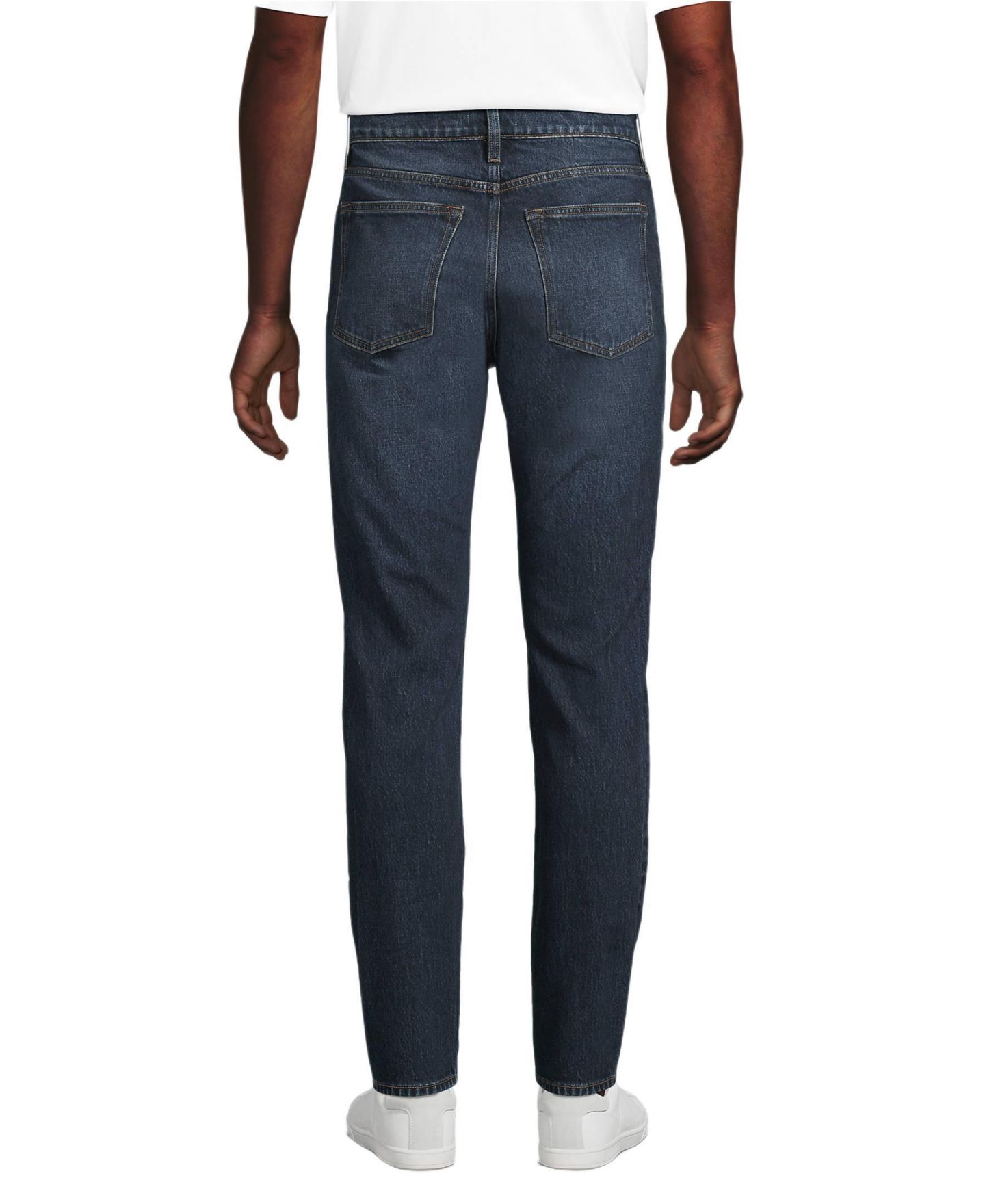 Мужские джинсы Lands' End Stretch Slim Fit Jean, цвет: Тёмный варёный — фото 2