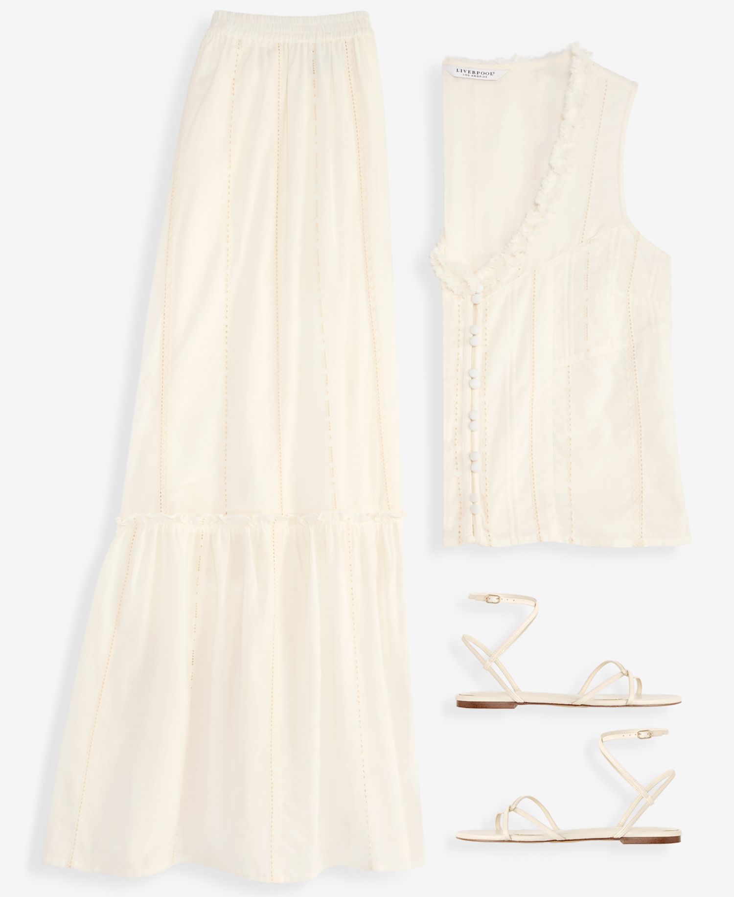 Women's Embroidered Tiered Cotton Pull-On Maxi Skirt