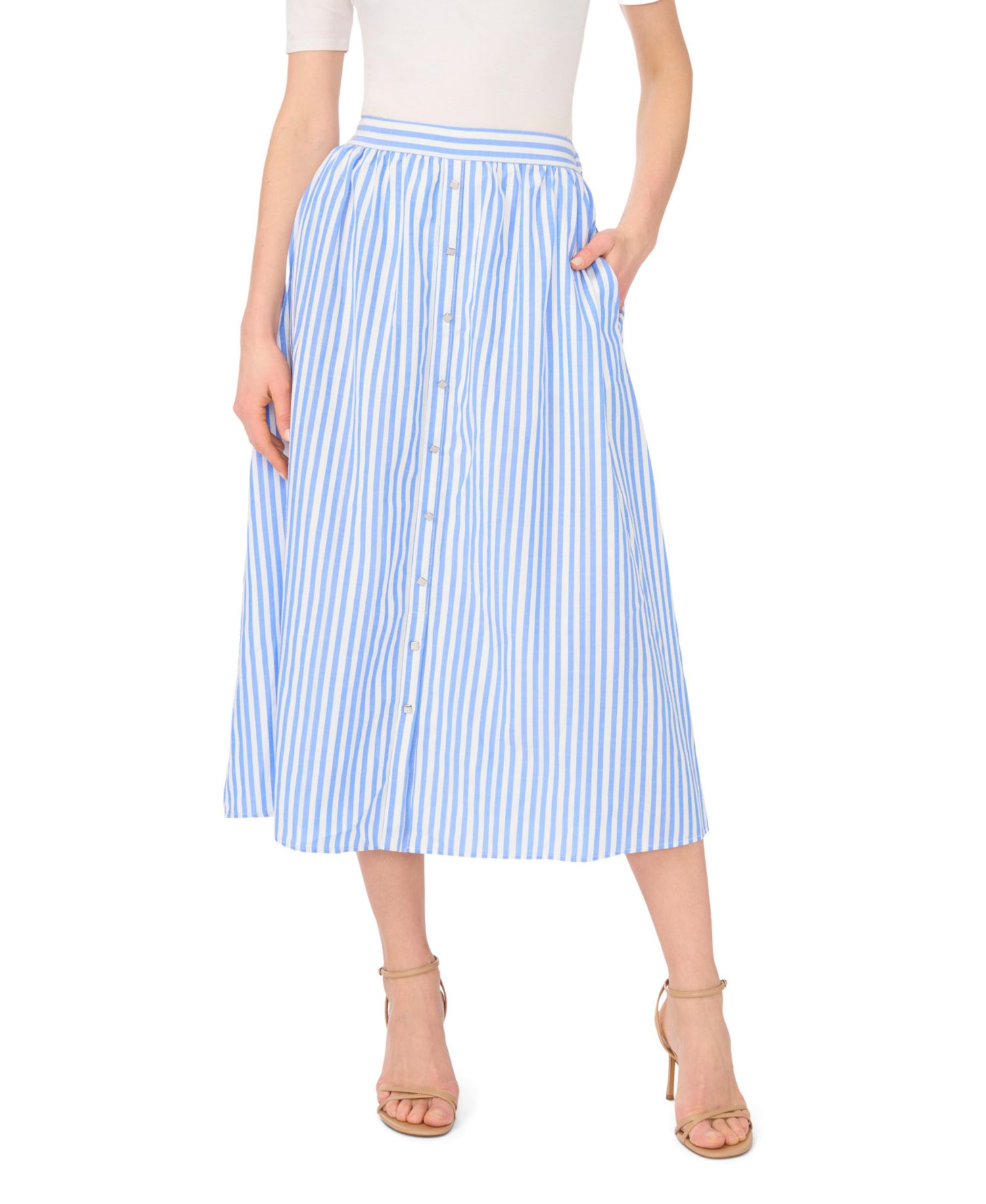 Women's Pull-On Placket Midi Skirt