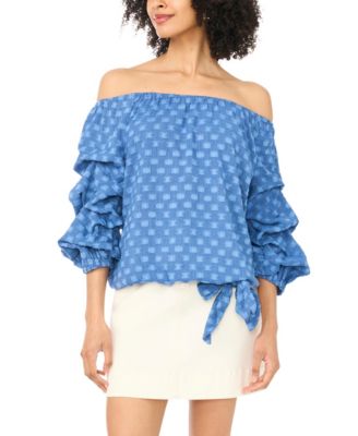 Women's Off-The-Shoulder Bubble-Sleeve Blouse
