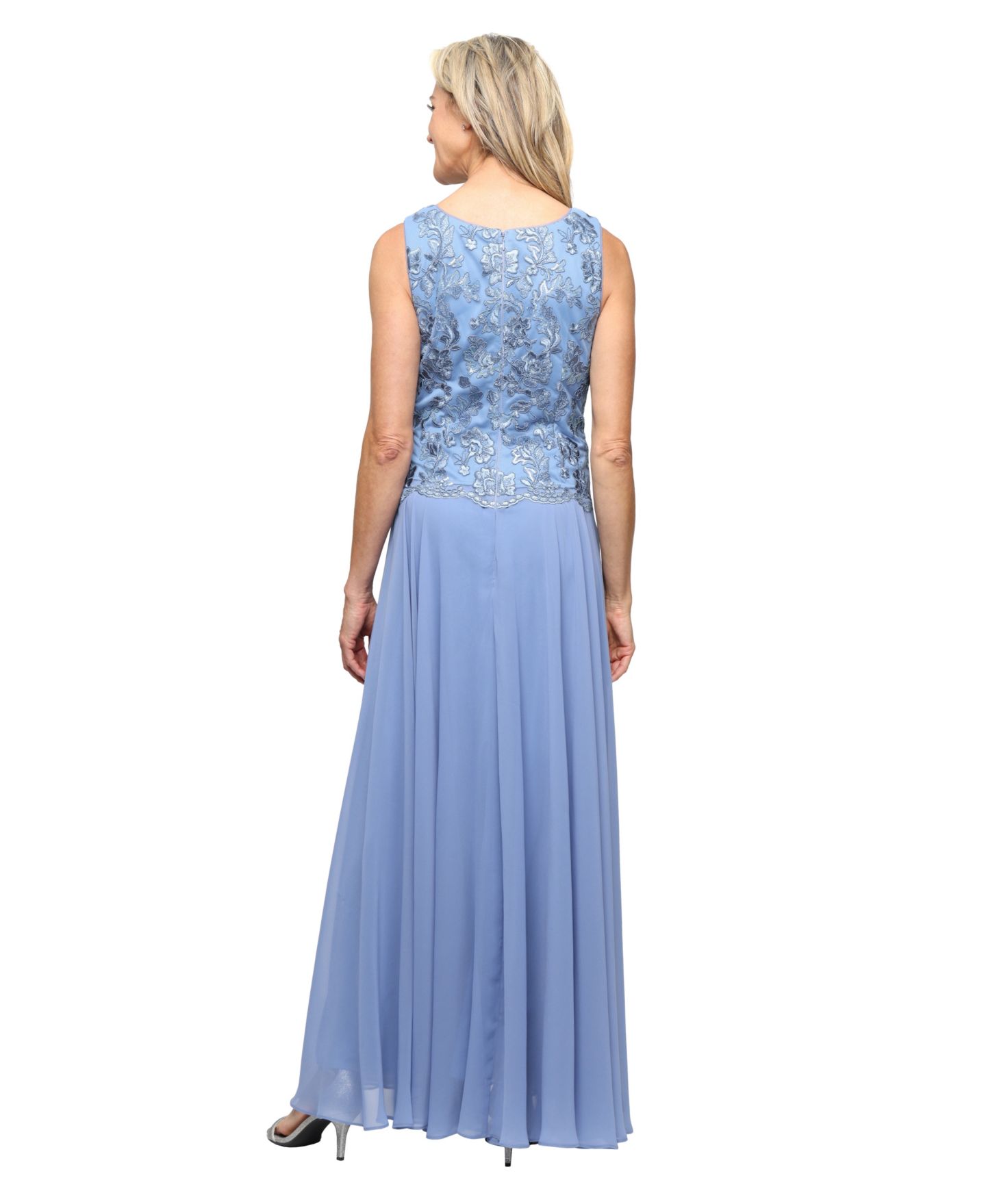 Женские платья Alex Evenings Scoop Neck Ball Gown & Jacket, 2-Piece Set, цвет: Пыльный синий — фото 5