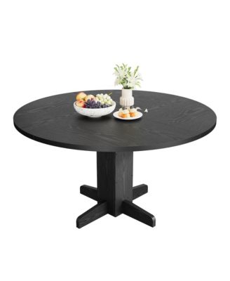 47 Inch Round Dining Table for 4,Farmhouse Wood Kitchen Table, Circle Dinner Table for Kitchen, Living Room, Dining Room